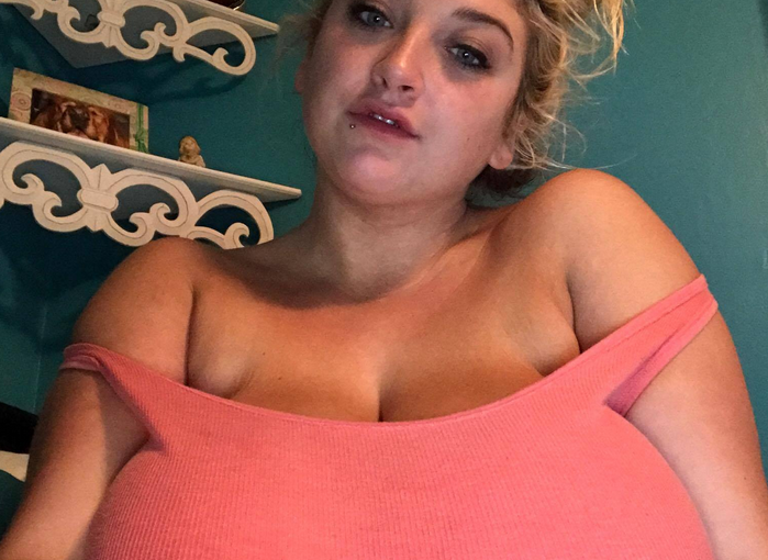 Blonde with impressive huge tits