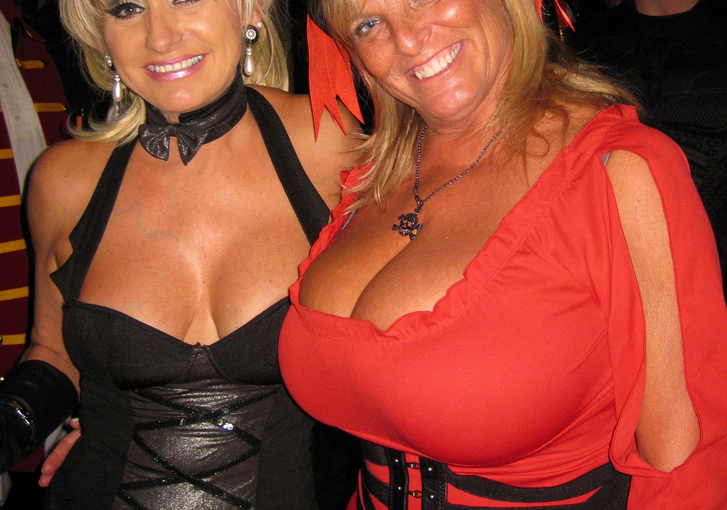 Mature woman with giant big tits at Carnival party