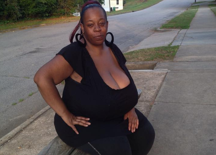 Ebony woman with giant tits